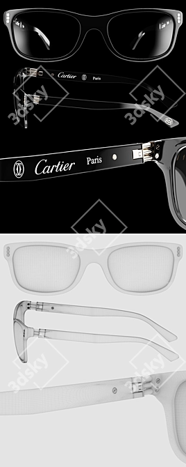 Stylish Cartier Glasses Set 3D model image 3