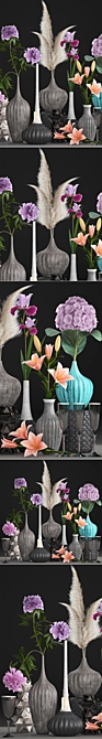 Mixed Floral Bouquet: Hydrangea, Paeonia, Iris & Lilium 3D model image 2