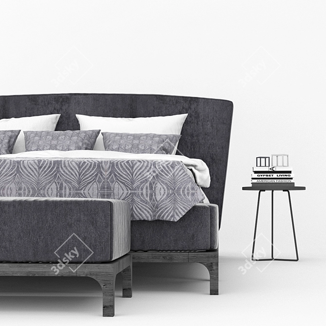 Contemporary King Size Bed Set 3D model image 3