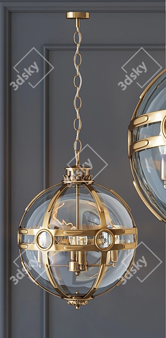 Title: Eichholtz Lantern Hagerty Brass Chandelier 3D model image 2