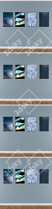 Modern Wall Art Set with 2 Paintings & 4 Frame Options 3D model image 3