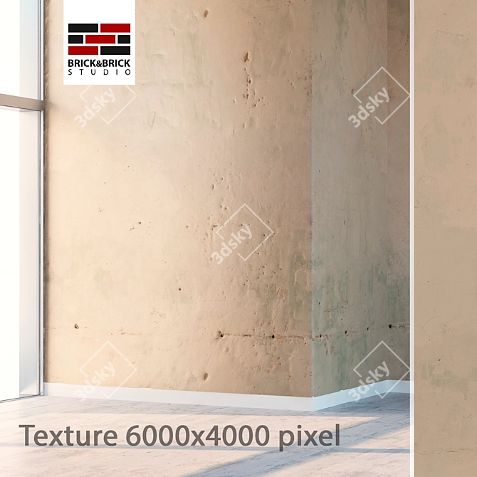 Seamless Plaster Texture: High Detail, Vray Material 3D model image 1