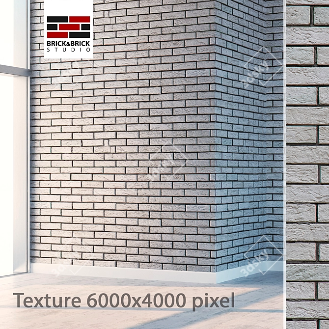 Seamless White Brick Texture 3D model image 1