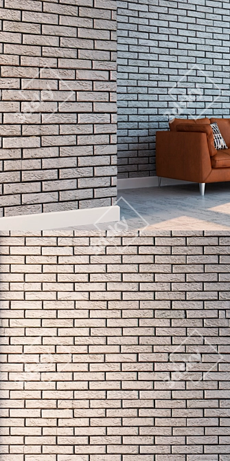 Seamless White Brick Texture 3D model image 3