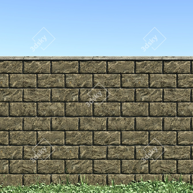 Stone Wall 3D Model: Realistic Texture & Compatible Formats 3D model image 2