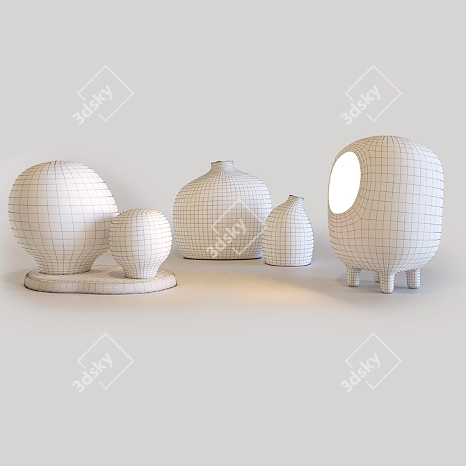 Elegant Decor Set: Sculpture, Vases & Lantern 3D model image 2