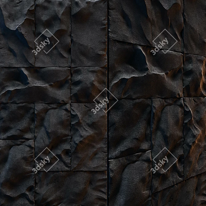 Midnight Obsidian Stone Wall 3D model image 1