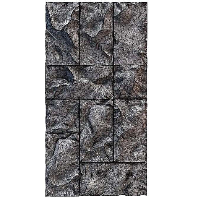 Midnight Obsidian Stone Wall 3D model image 2