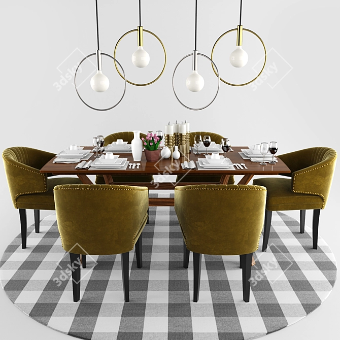 Sleek Ibis Dining Chair Set 3D model image 1