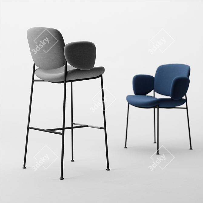 Modern Comfort: Arrmet Macka Armchair & Stool 3D model image 4