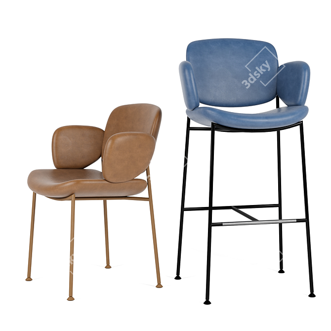 Modern Comfort: Arrmet Macka Armchair & Stool 3D model image 6