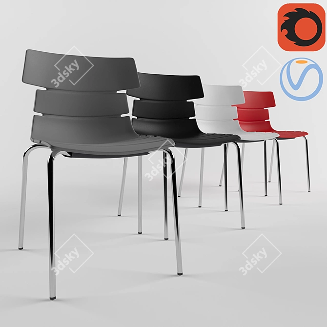 Modern Chrome Breakout Chair - Multiple Colors 3D model image 1