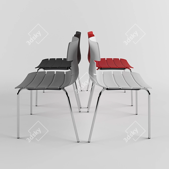 Modern Chrome Breakout Chair - Multiple Colors 3D model image 2