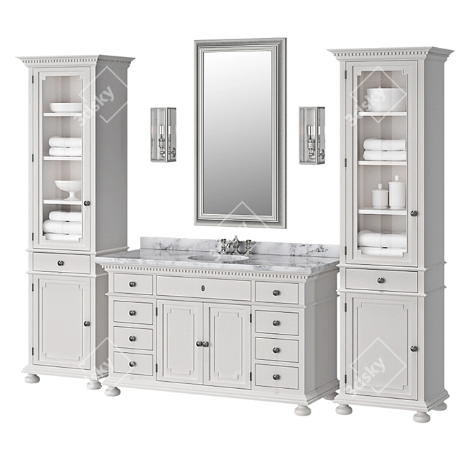 St. James Single Vanity - Elegant and Functional 3D model image 1