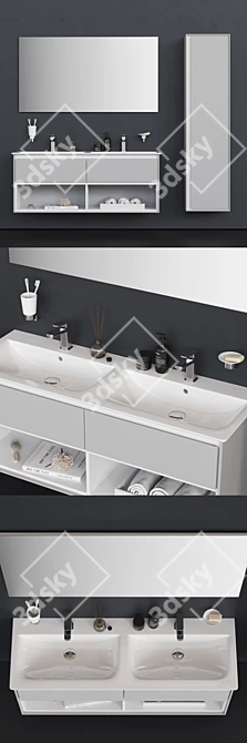 Modern Lacquered Vanity Unit with Drawers 3D model image 2