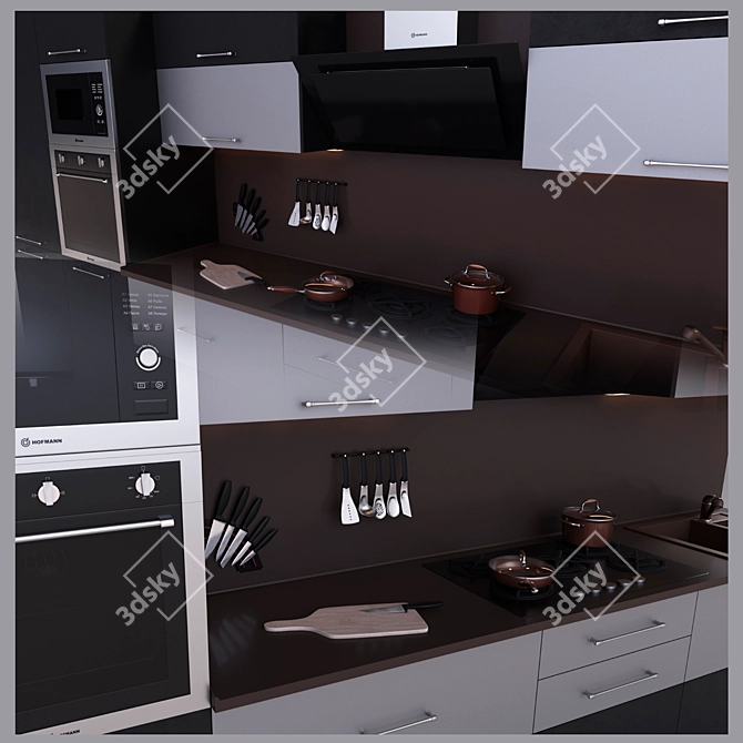 MIX_MONDELUX: Sleek & Efficient Kitchen Design 3D model image 2