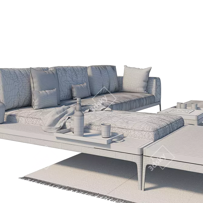 Grid Lounge: Spacious and Stylish 3D model image 3