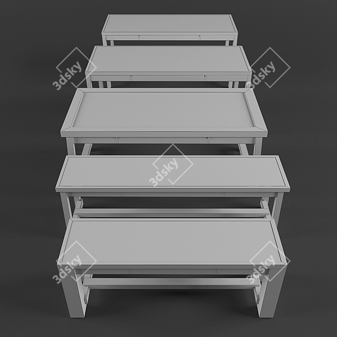 Rustic Wooden Cafe Table 3D model image 2