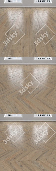 Country Oak Parquet: Herringbone, Linear, Chevron 3D model image 2