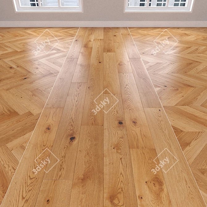 Parquet Oak Caramel: Herringbone, Linear, Chevron 3D model image 1