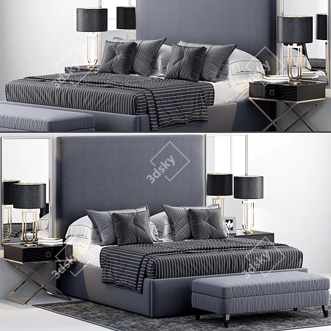 Luxury Sullivan Upholstered Bed 3D model image 1