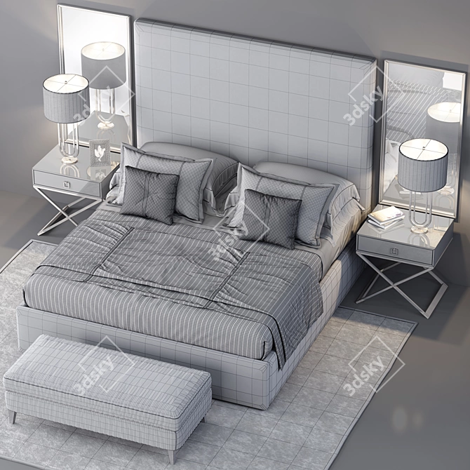 Luxury Sullivan Upholstered Bed 3D model image 3