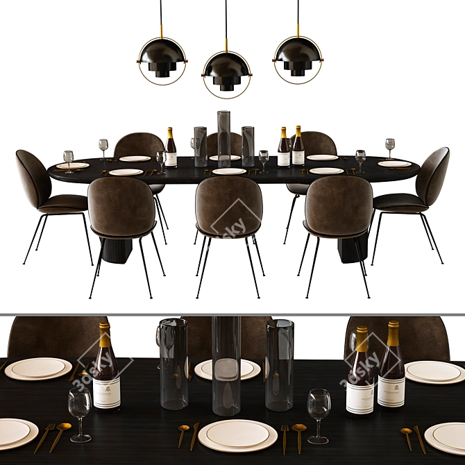 Bettle Dining Set: Elegant and Modern 3D model image 1