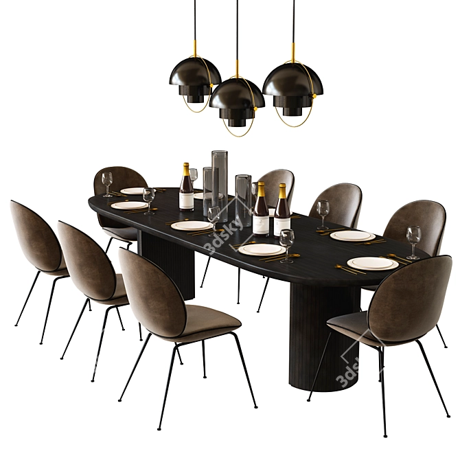 Bettle Dining Set: Elegant and Modern 3D model image 2