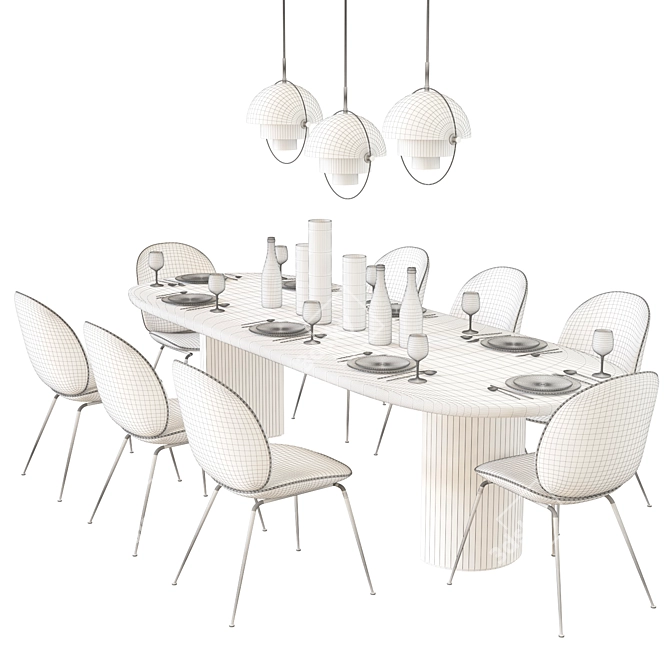 Bettle Dining Set: Elegant and Modern 3D model image 3