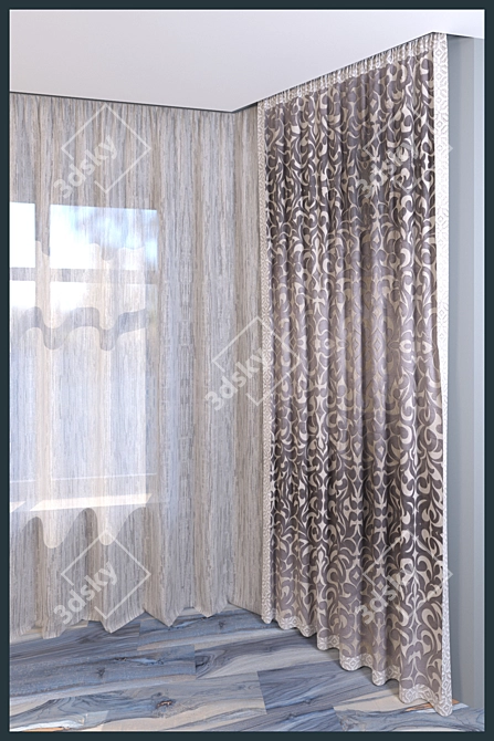 TOGAS Textiles: Elegant Bay Window Curtains 3D model image 3