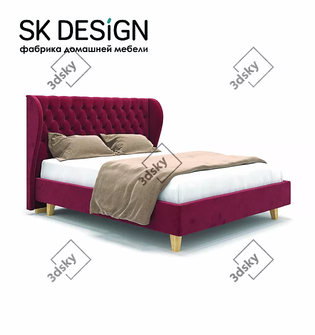 Lauren Upholstered Bed by SK Design 3D model image 1