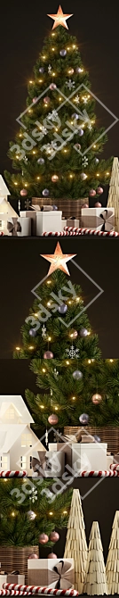 Festive 135-Plant Christmas Tree 3D model image 2