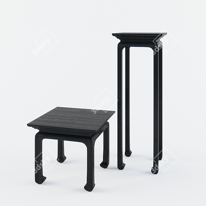 Contemporary Teon Console Set 3D model image 1