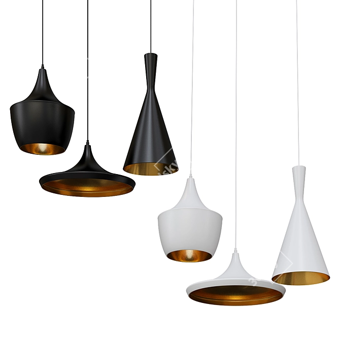 Modern Black-White Pendant Lamp 3D model image 1