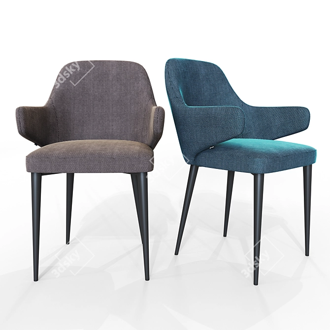 Designer Seville Chair: Elegant, Beige Seat, Black Legs 3D model image 1