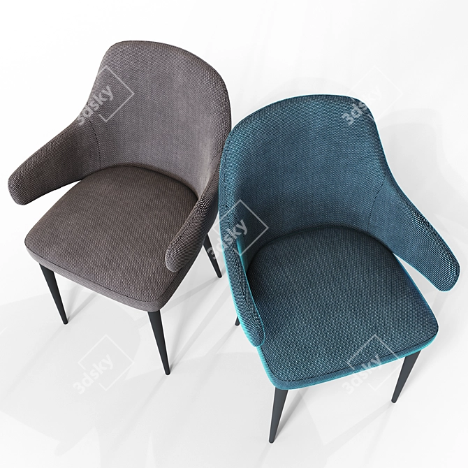 Designer Seville Chair: Elegant, Beige Seat, Black Legs 3D model image 2
