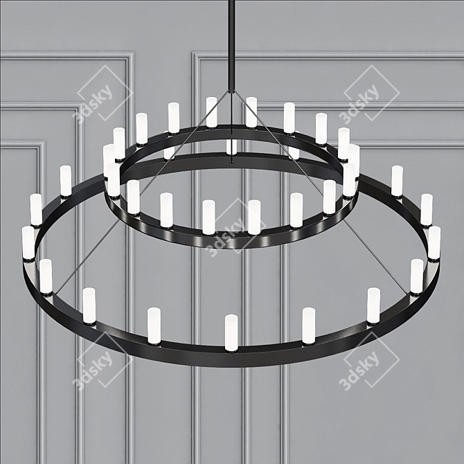 Elegant Double Tier Chandelier 3D model image 2