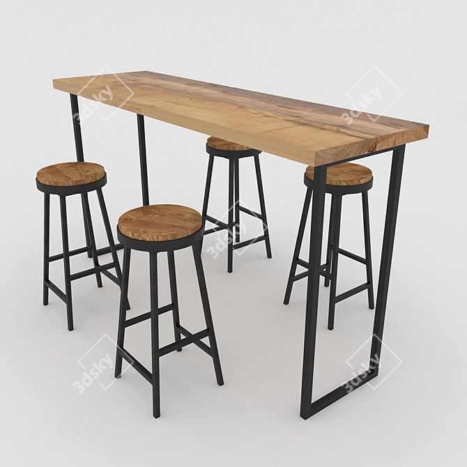 Modern Bar Table Set with Chairs 3D model image 1