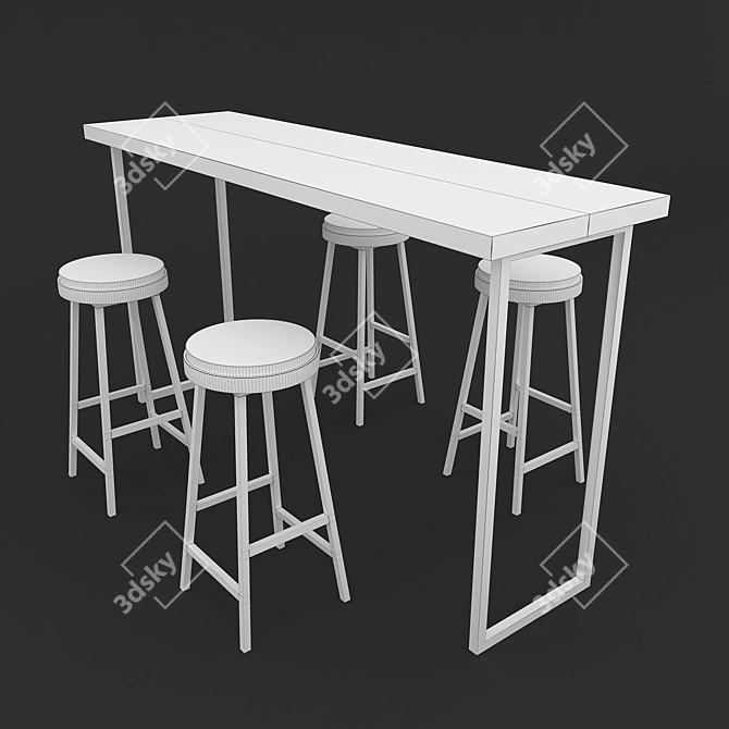 Modern Bar Table Set with Chairs 3D model image 2