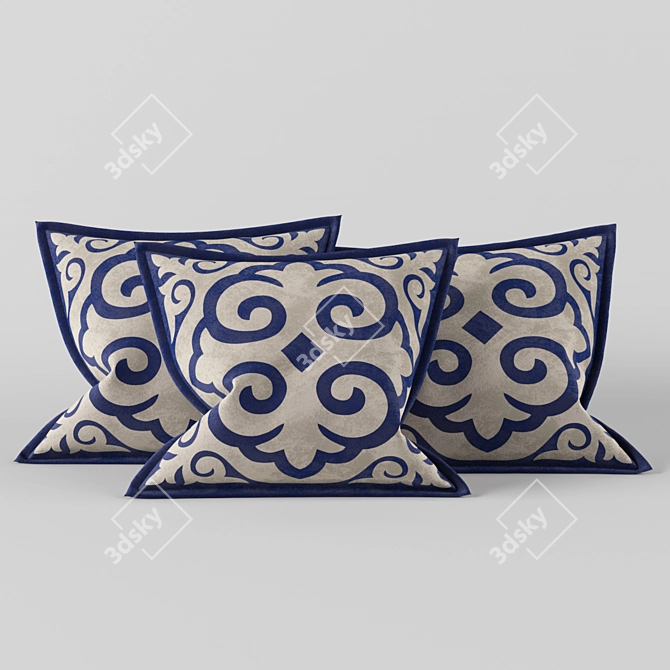 KZ Ornament Pillows: Traditional Kazakh Design 3D model image 1