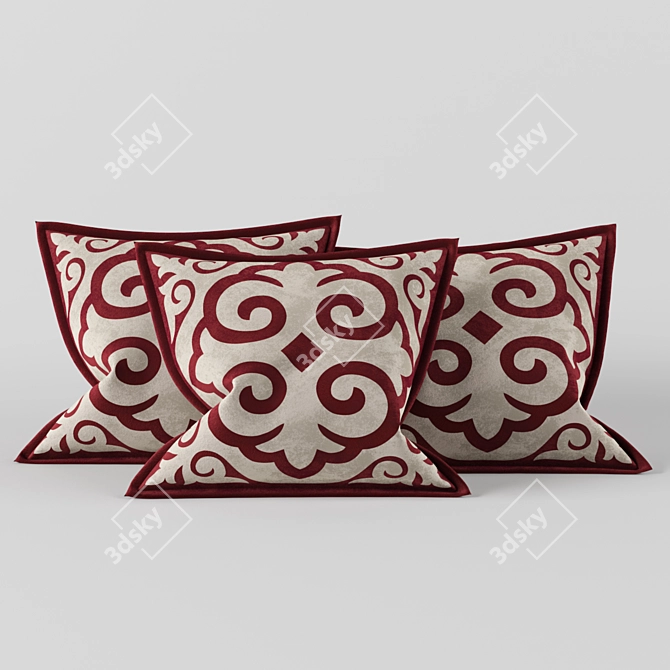 KZ Ornament Pillows: Traditional Kazakh Design 3D model image 2