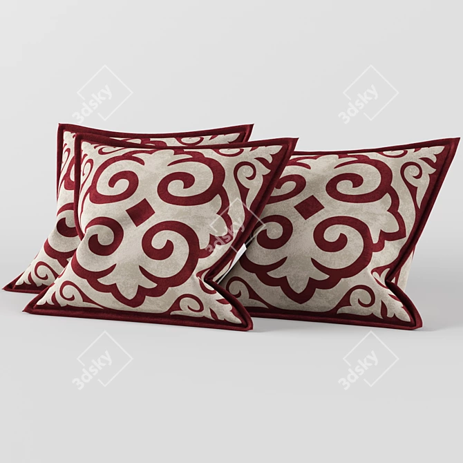 KZ Ornament Pillows: Traditional Kazakh Design 3D model image 3