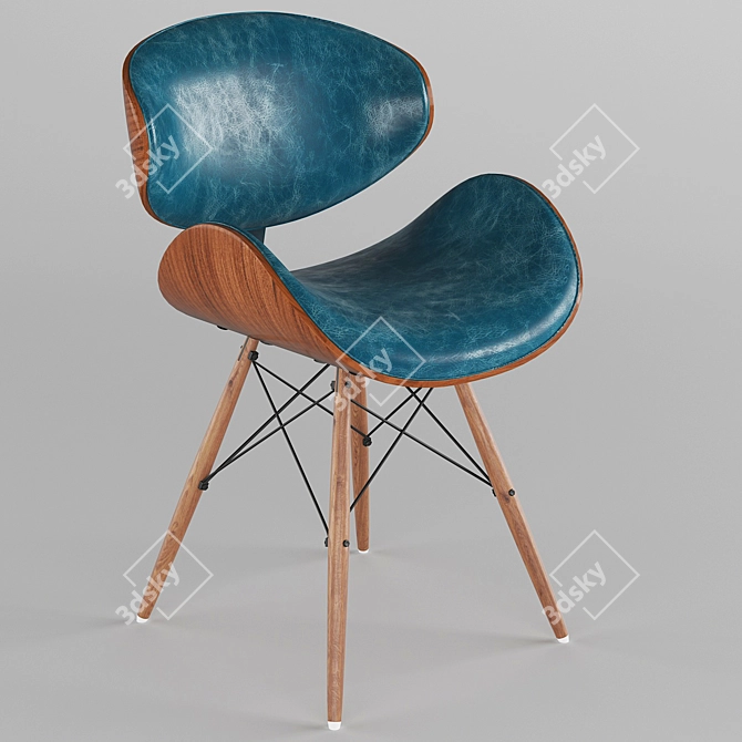 Mid-century Teal Accent Chair 3D model image 1