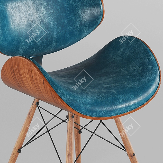 Mid-century Teal Accent Chair 3D model image 2