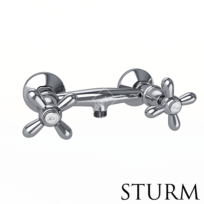 STURM Classica Shower Faucet in Chrome, Bronze, or Gold 3D model image 1