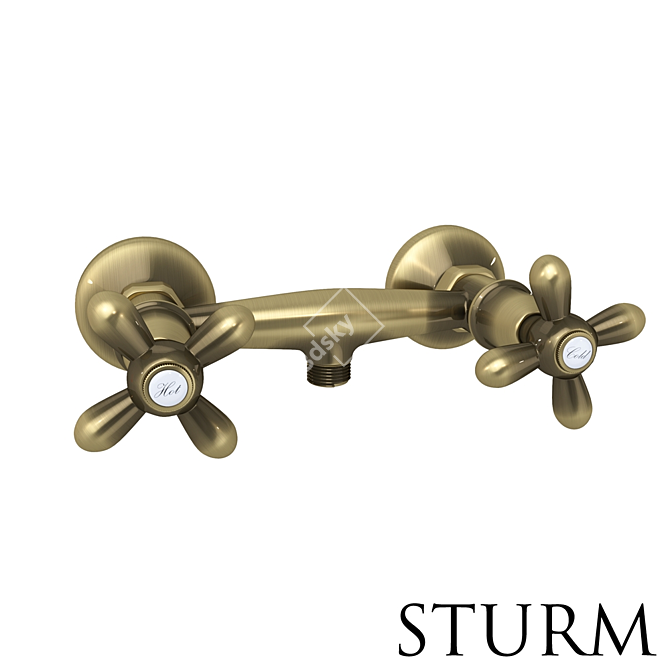 STURM Classica Shower Faucet in Chrome, Bronze, or Gold 3D model image 2