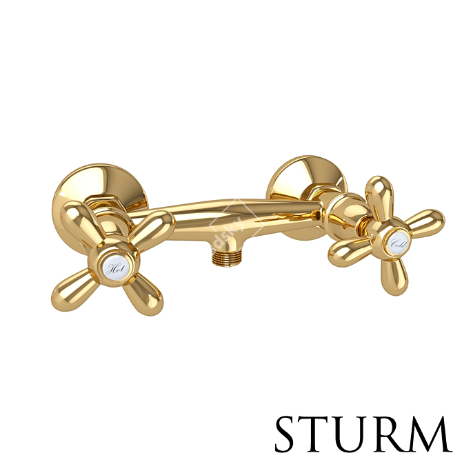 STURM Classica Shower Faucet in Chrome, Bronze, or Gold 3D model image 3