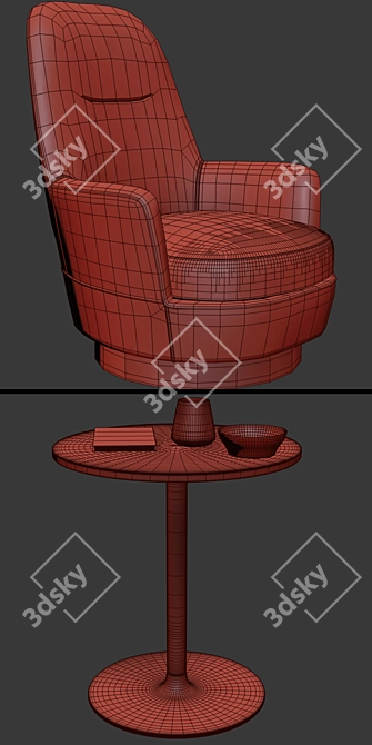 Minotti Jacques Armchair Set with Table 3D model image 3