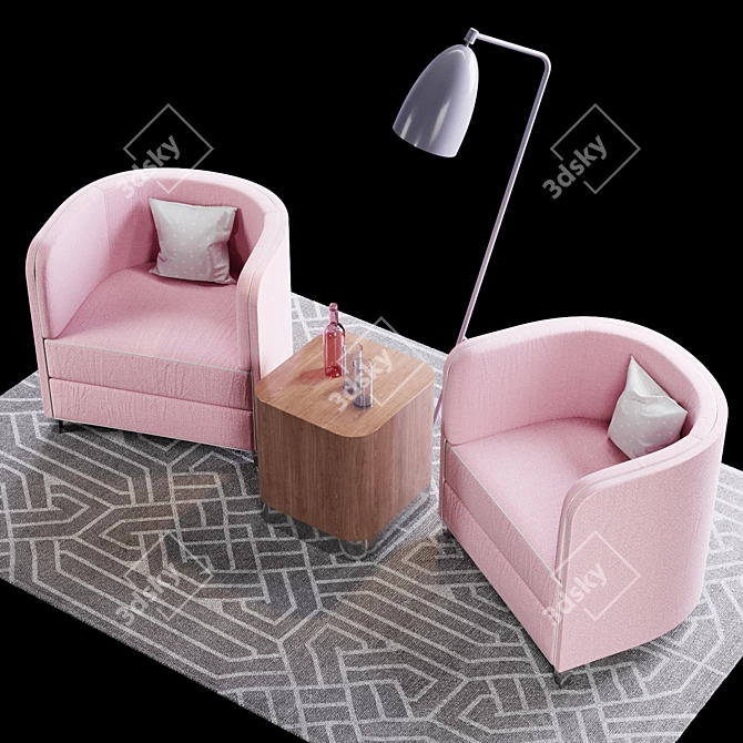 Langston OFS Chair Set: Elegant Furnishings for a Stylish Space 3D model image 2
