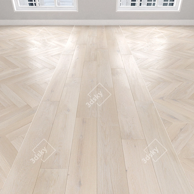 Cream Oak Parquet: Herringbone, Linear, Chevron 3D model image 1